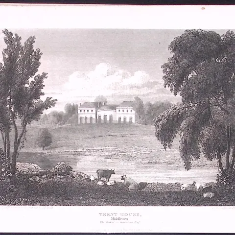 Trent House Middlesex Antique 200 Years-Old Steel-Engraving-245