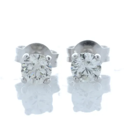 18ct White Gold Single Stone Wire Set Diamond Earring 0.80