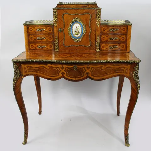 Antique 19th c. Bonheur du Jours with Sevres Plaque by T H Filmers Oxford St