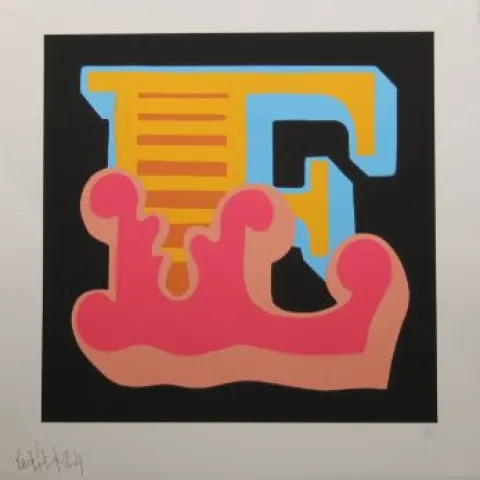 Ben Eine (b.1970) Number # 19 'E', Circus Shutter Font -Signed Limited Edition Screen Print, 2014