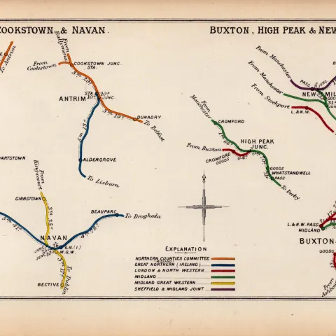 Antrim Cookstown & Navan Ireland Antique Railway Junctions Diagram-10.