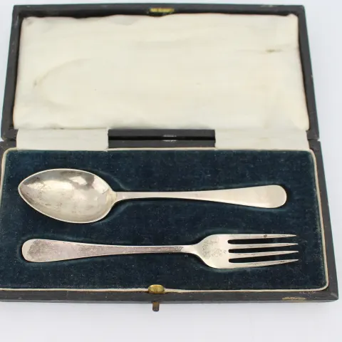 Silver Cased Christening Spoon & Fork Sheffield 1917