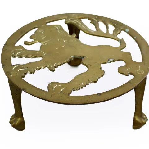 Vintage Brass Lion Form Trivet Stand