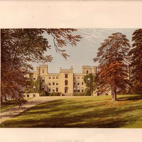 Mulgrave Castle Whitby Yorkshire Gilt-Edge Coloured Antique Book Plate.
