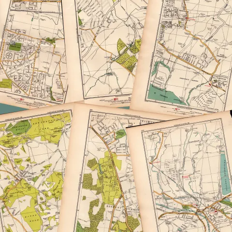 Job lot 15 Authentic Maps Directory of London and Suburbs 87-Year-Old-Prints-1.