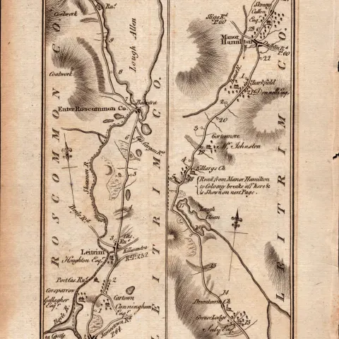 Ireland Rare Antique 1777 Map  Ballymahon Carrick On Shannon Leitrim Longford.