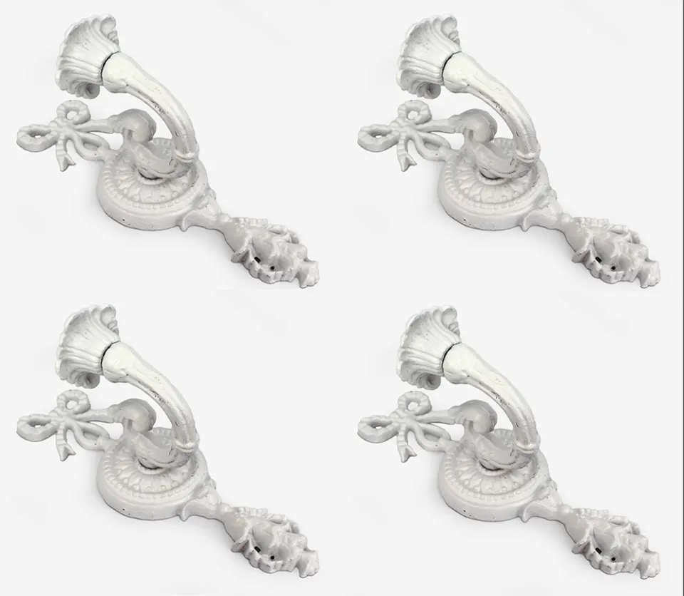 Set of 4 Cast Metal Wall Candle Sconces Girandoles