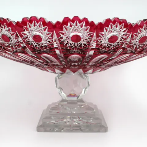Stunning Ruby Overlay Crystal Centrepiece Bowl