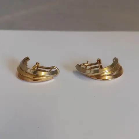 18CT Gold Half Hoop Earings - 6.26 Grams