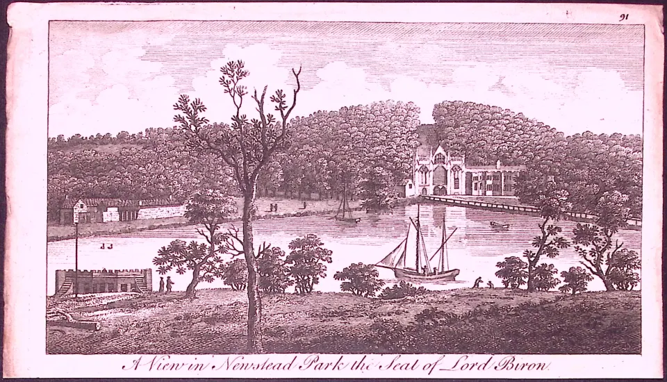 Nottingham Newstead Park  Rare 1776 Georgian Copper Plate Antique Engraving -69