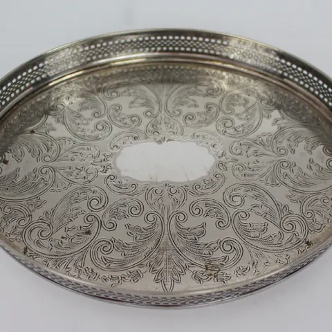 Small Silver Plated Cavalier Galleried Tray