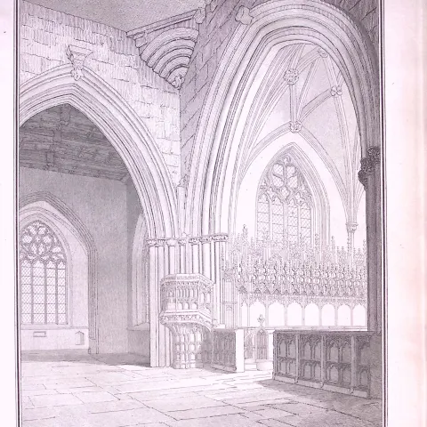 Cheshire Nantwich Church Antique 216-Year-Old Copperplate Print -3-TR