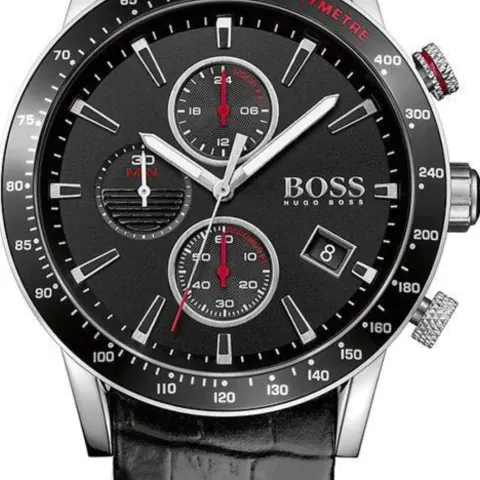 Hugo Boss 1513390 Men's Rafale Black Leather Strap Chronograph Watch