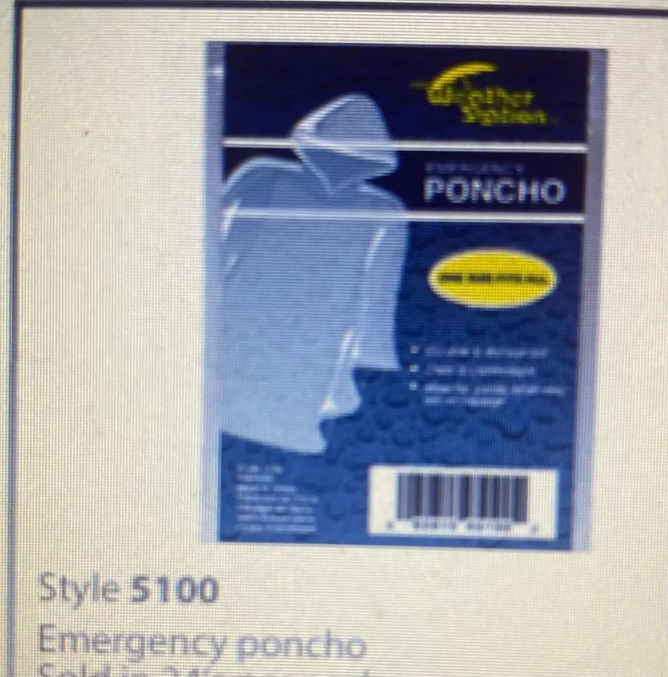 Weather Station Brand Emergency Clear Plastic Poncho's - Great To Pop In Your Pocket Or Bag Over 100