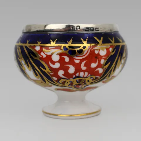 Royal Crown Derby Miniature Silver Topped Salt Vase c.1890