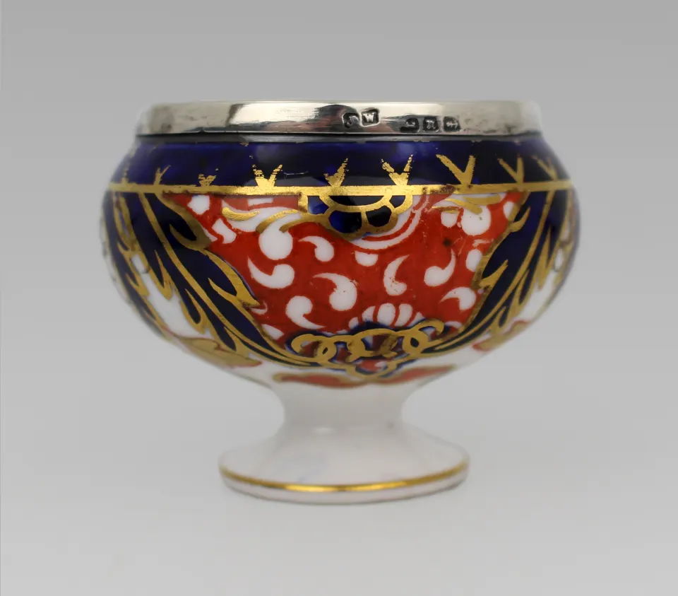 Royal Crown Derby Miniature Silver Topped Salt Vase c.1890