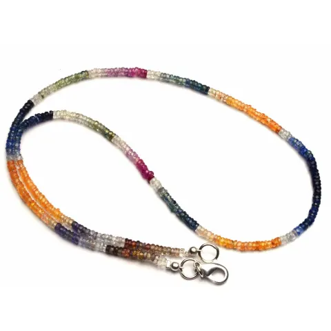 41.00 ct. Natural multi-color Sapphire Faceted Heishi Beads Necklace