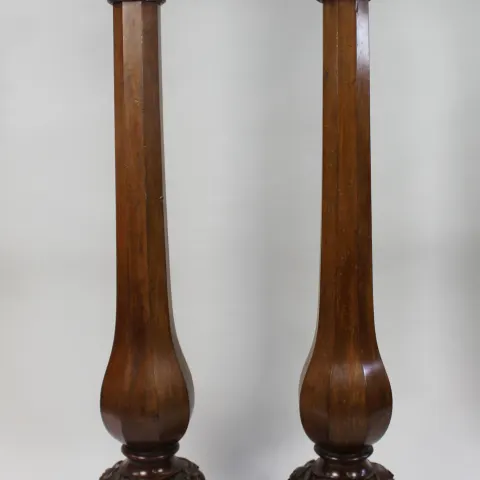 Pair of Early Victorian Carved Mahogany Pedestals