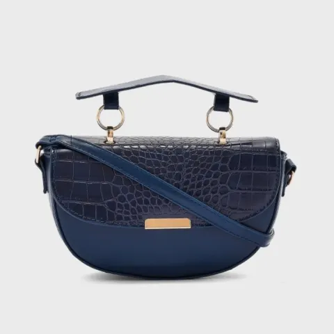 Brand New Croc Effect Handle Detail Cross Body Bag
