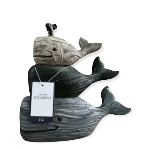 7 x BRAND NEW COLOUROLL DECORATIVE WHALE SCULPTURES RRP £12 EACH