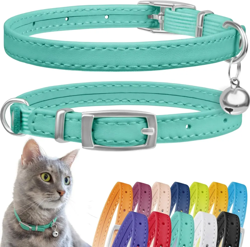 20 x Leather Cat Collars with Bell RRP £8.71 ea. L13b