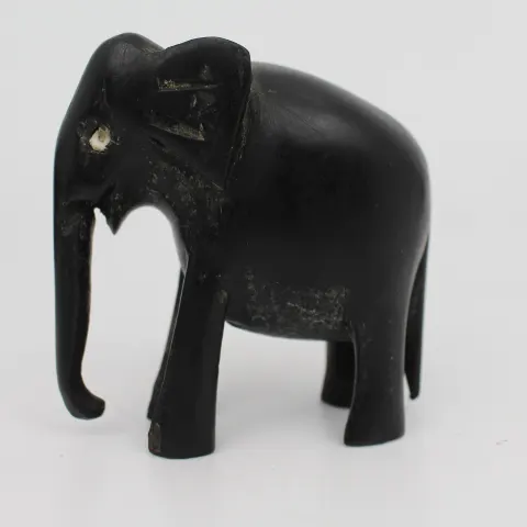 Small Hand-Carved Wooden Elephant Figure