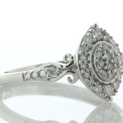9ct White Gold Marquise Cluster Diamond Ring 0.20 Carats