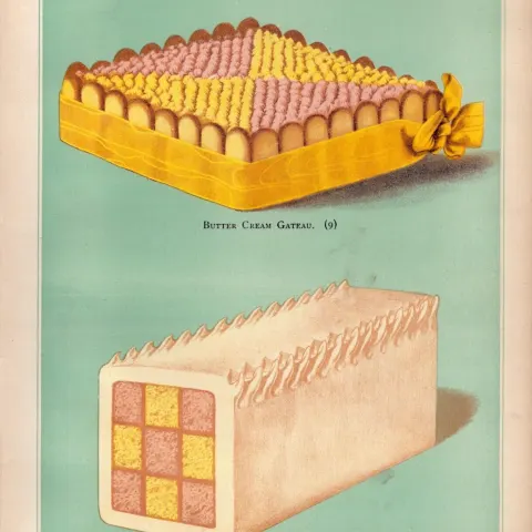 Battenburg Cake T Percy Lewis AG Bromley Antique Chromolithograph Print