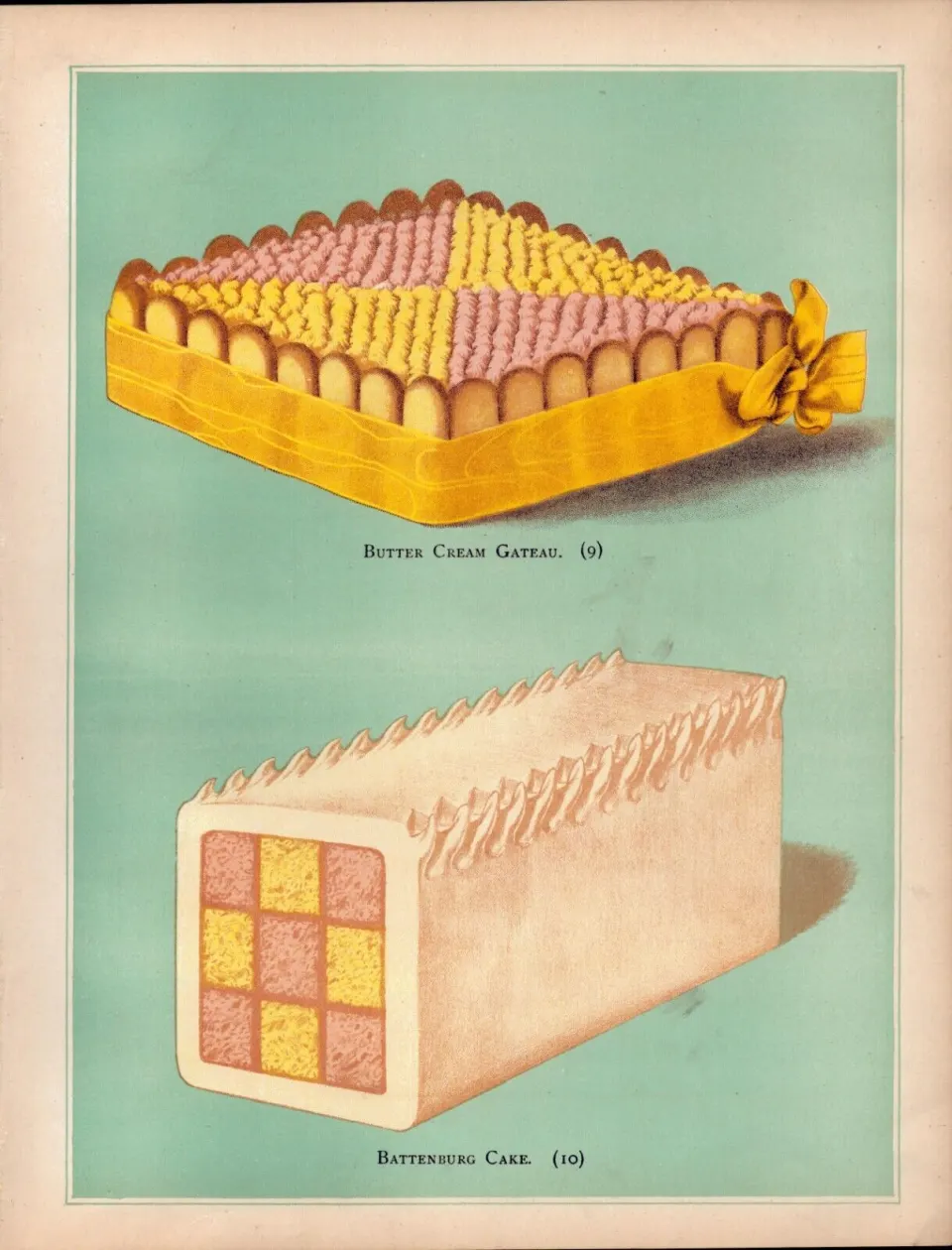 Battenburg Cake T Percy Lewis AG Bromley Antique Chromolithograph Print