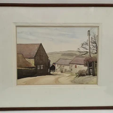 Art Watercolour Painting Framed Signed Lower Left F Errill Dated 1947