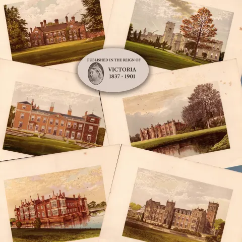 County Suffolk 150 Years-Old Job Lot Gilt-Edge Coloured Victorian Antique Book Plates.