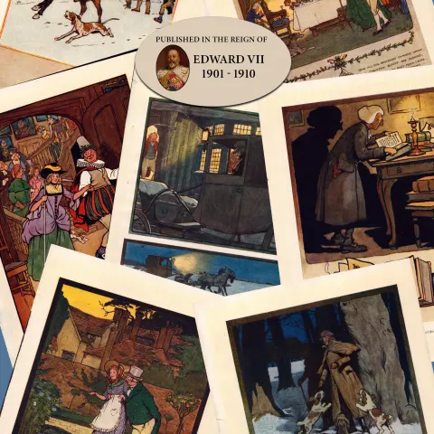 Job-Lot 7 Cecil Aldin  Old Christmas 1908 Antique Coloured Illustrations-2.