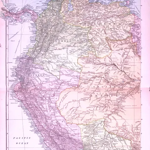 South America North West 120-Year-Old Large Antique Map by G.W. Bacon-44