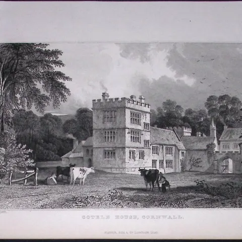 Cornwall Calstock Cotele House Antique 193 Years-Old Steel-Engraving-28