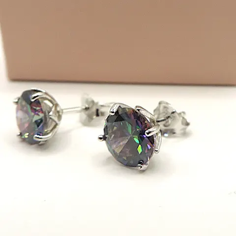 Sterling Silver 3 Carat Mystic Topaz Earrings New With Gift Pouch