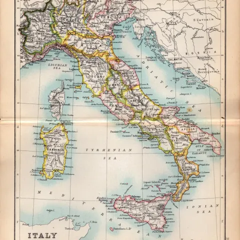 Italy Rome Naples Sicily Etc Double Sided Victorian Antique 1898 Map.