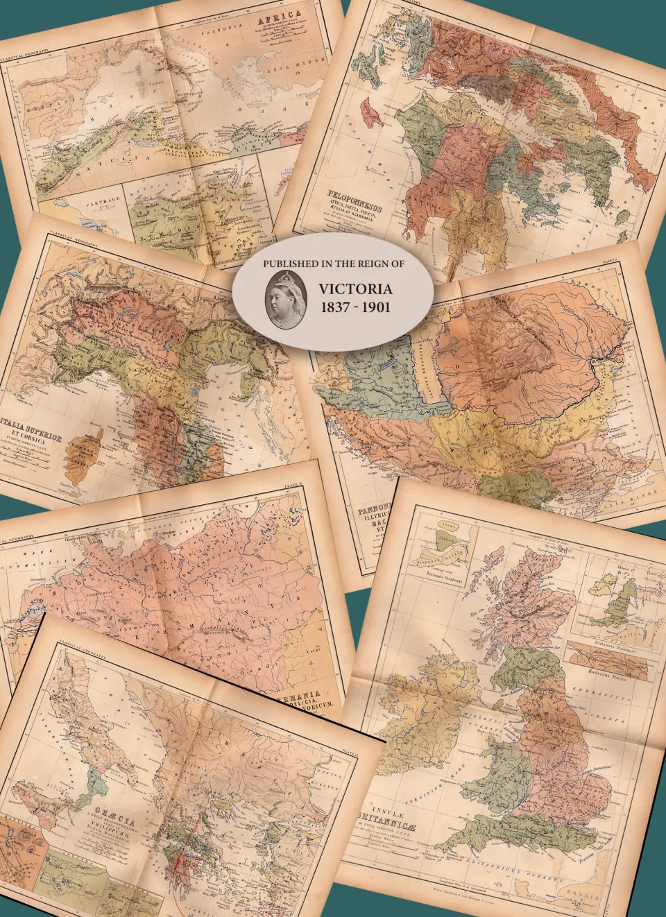 Job-Lot 157 Years-Old  Antique AK Johnston Classical Geography Maps-1.