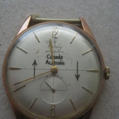 Vintage Gents Verity Canada Australia Engraved Wrist Watch