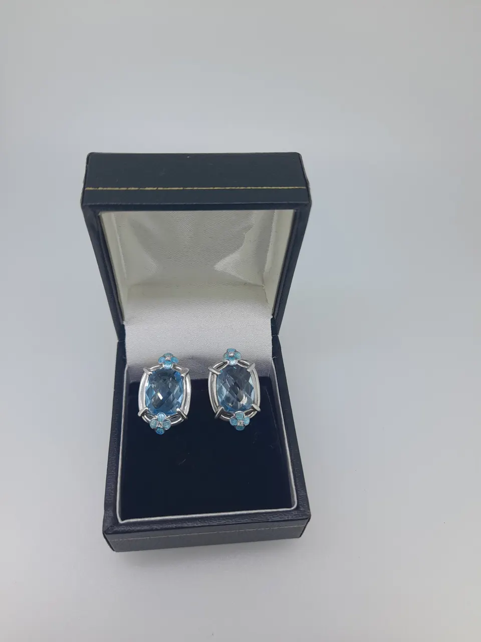Nicole Barr Silver and Enamelled Stud Earrings Set With Topaz
