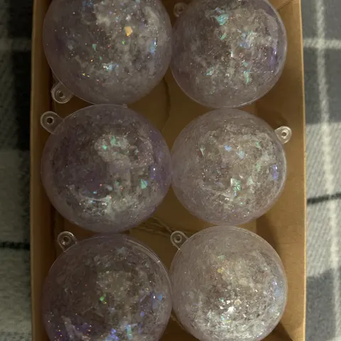 Pk 6 Marble Effect Baubles Christmas Decorations