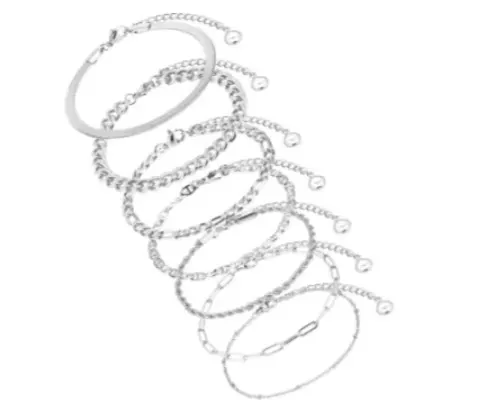13 x 7 PCS Chain Bracelets Set for Women, Plated Stainless Steel L10b sku-4132