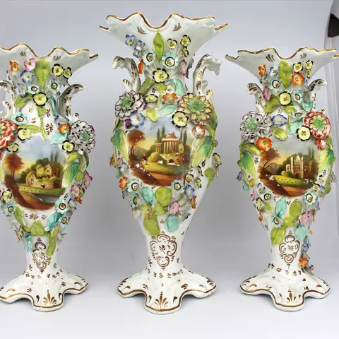 Garniture of Antique Coalbrookdale Vases c.1840