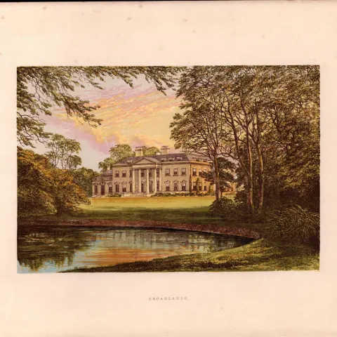 Broadlands Romsey Hampshire Gilt-Edge Coloured Antique Book Plate.