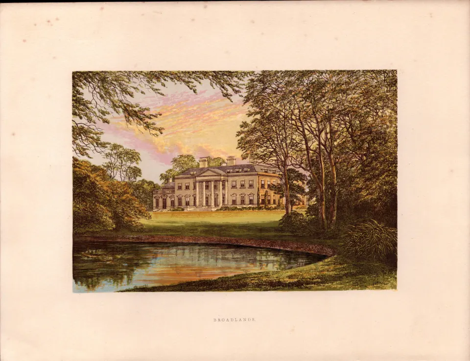 Broadlands Romsey Hampshire Gilt-Edge Coloured Antique Book Plate.