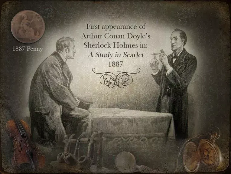 Sherlock Holmes The Beginning "Appears For The First Time" 1887 Penny Metal Coin Gift Set