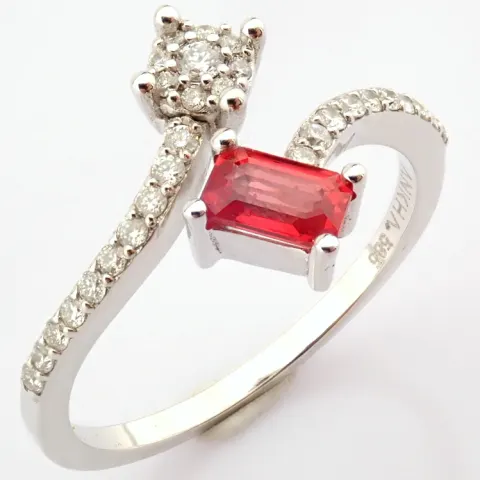 Certificated 14K White Gold Diamond & Pink Sapphire Ring / Total 0.61 ct