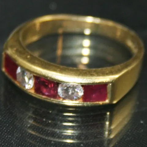 Ruby & Diamond Five Stone 18ct Gold Ring