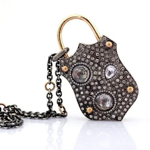 An Exquisite, Convertible Clasp Necklace Embellished With Gold, Colourful Stones, and Diamonds On Si
