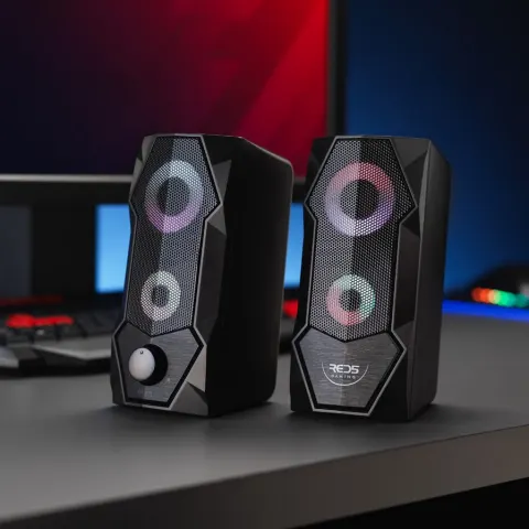 (171/5P) Lot RRP £80. 4x Red5 Zeta Light Up Gaming Speakers RRP £20 Each. (All Units Have Return To