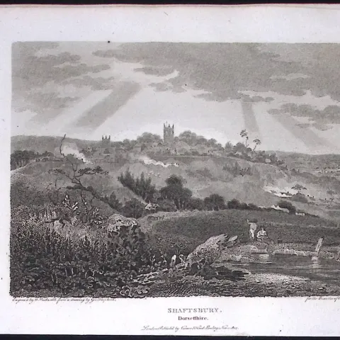 Shaftsbury Dorsetshire Antique 223 Years-Old Georgian Steel-Engraving-177